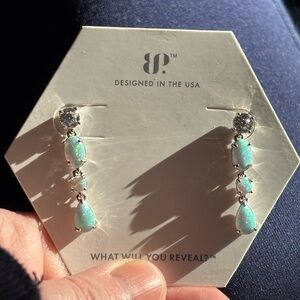 Bomb party pale green fire opal earrings